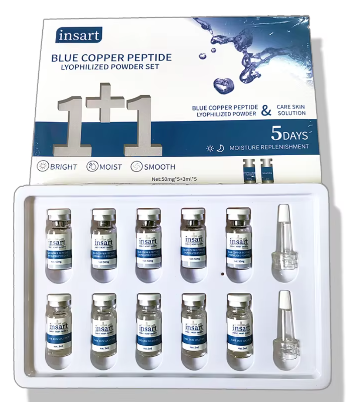 GHk-Cu Copper Peptide Lyophilized Powder Set Moisturzing Whitening Face Serum Anti Wrinkle Smooth Tender SkinCare